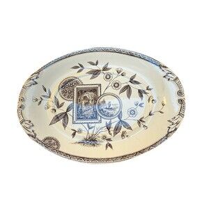 Antique James Beech Perak Brown Transferware Circa 1850 Tunstall Pickle Dish